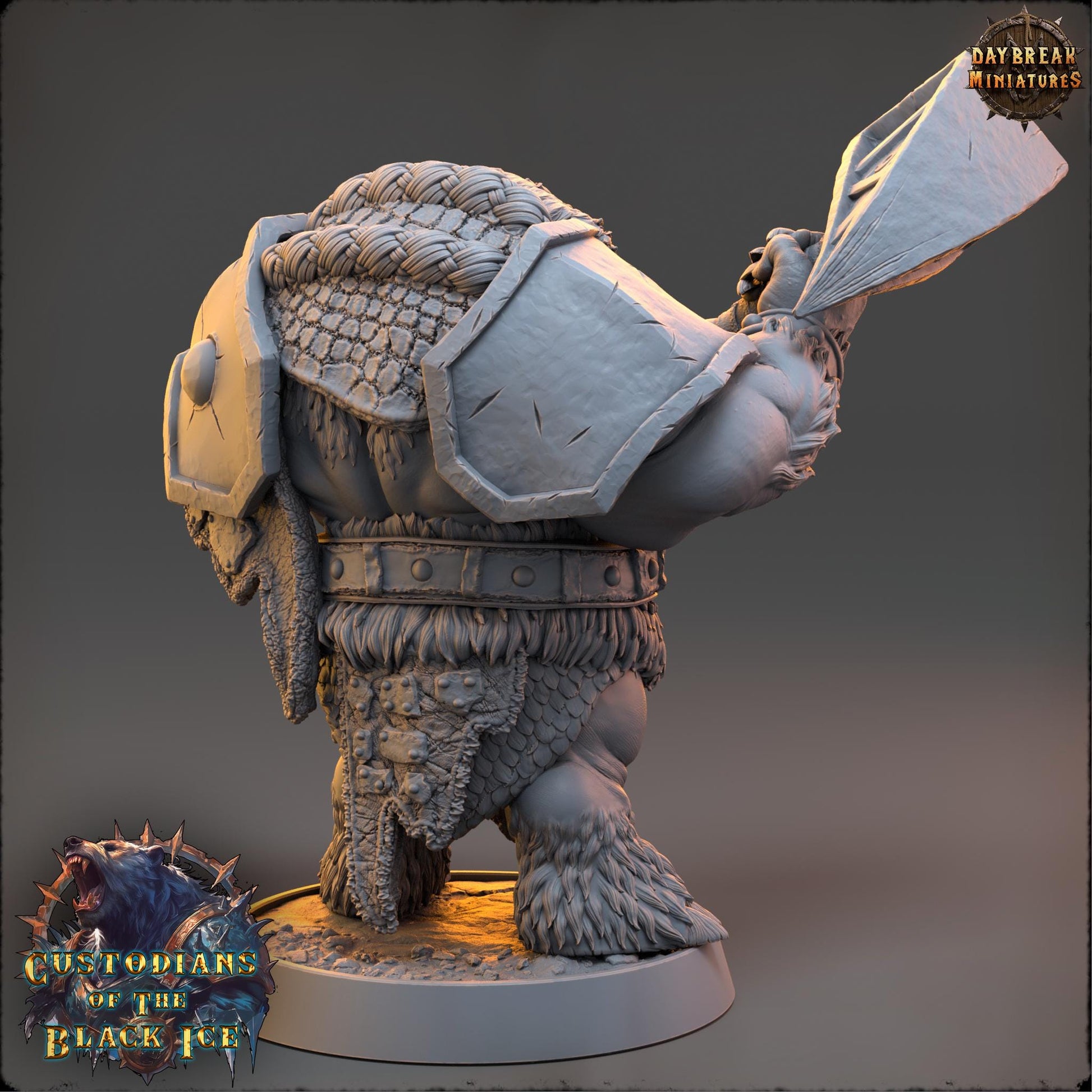 Bearfolk Fighter - Clubber Zang | Daybreak Miniatures | 3D printed miniature | Tabletop Games | Dungeons and Dragons | Wargaming | D&D
