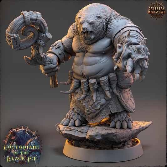 Bearfolk Fighter - Ezekiel Swirl | Daybreak Miniatures | 3D printed miniature | Tabletop Games | Dungeons and Dragons | Wargaming | D&D