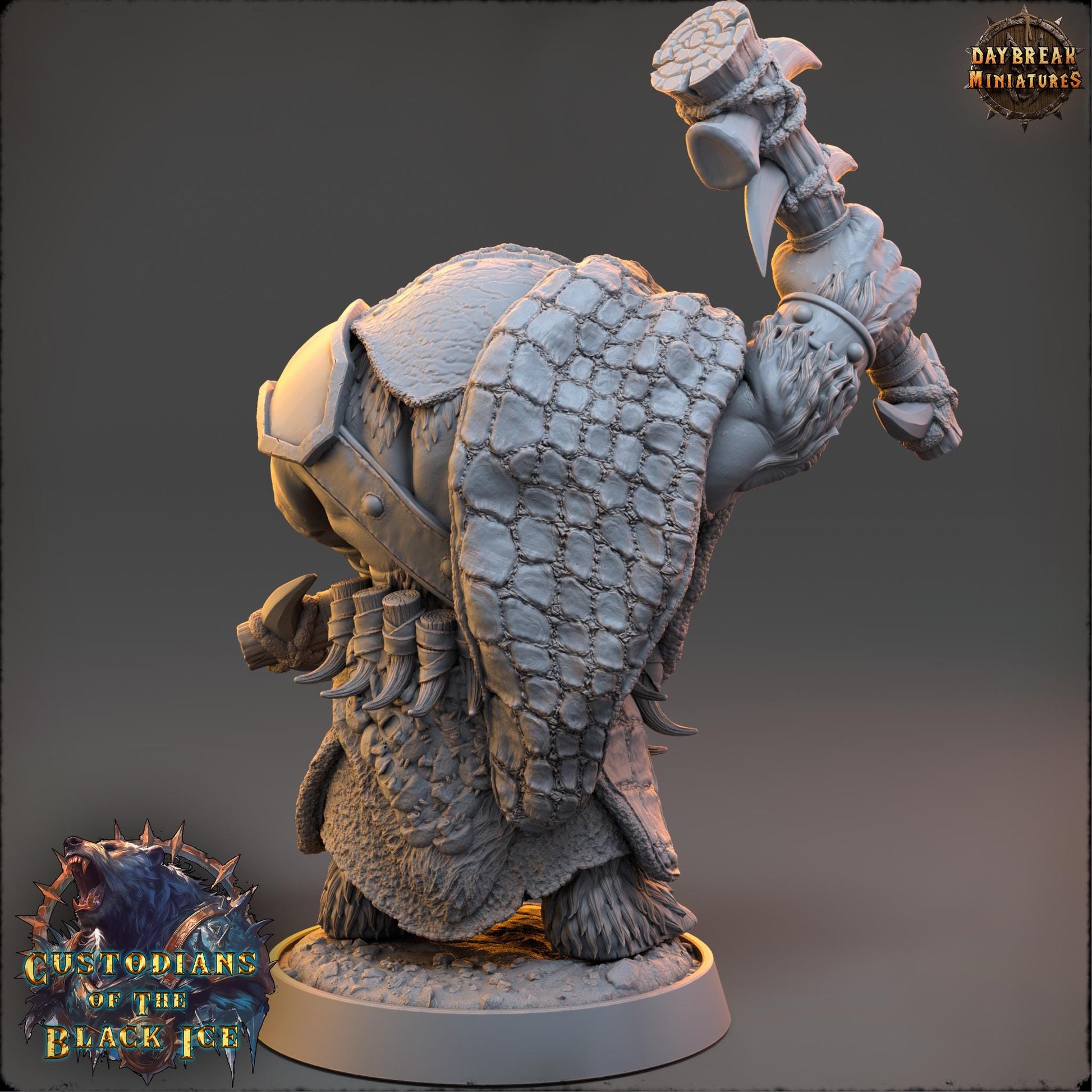 Bearfolk Fighter - Fangs Magath | Daybreak Miniatures | 3D printed miniature | Tabletop Games | Dungeons and Dragons | Wargaming | D&D
