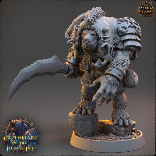 Bearfolk Fighter - Gutter Klusk | Daybreak Miniatures | 3D printed miniature | Tabletop Games | Dungeons and Dragons | Wargaming | D&D