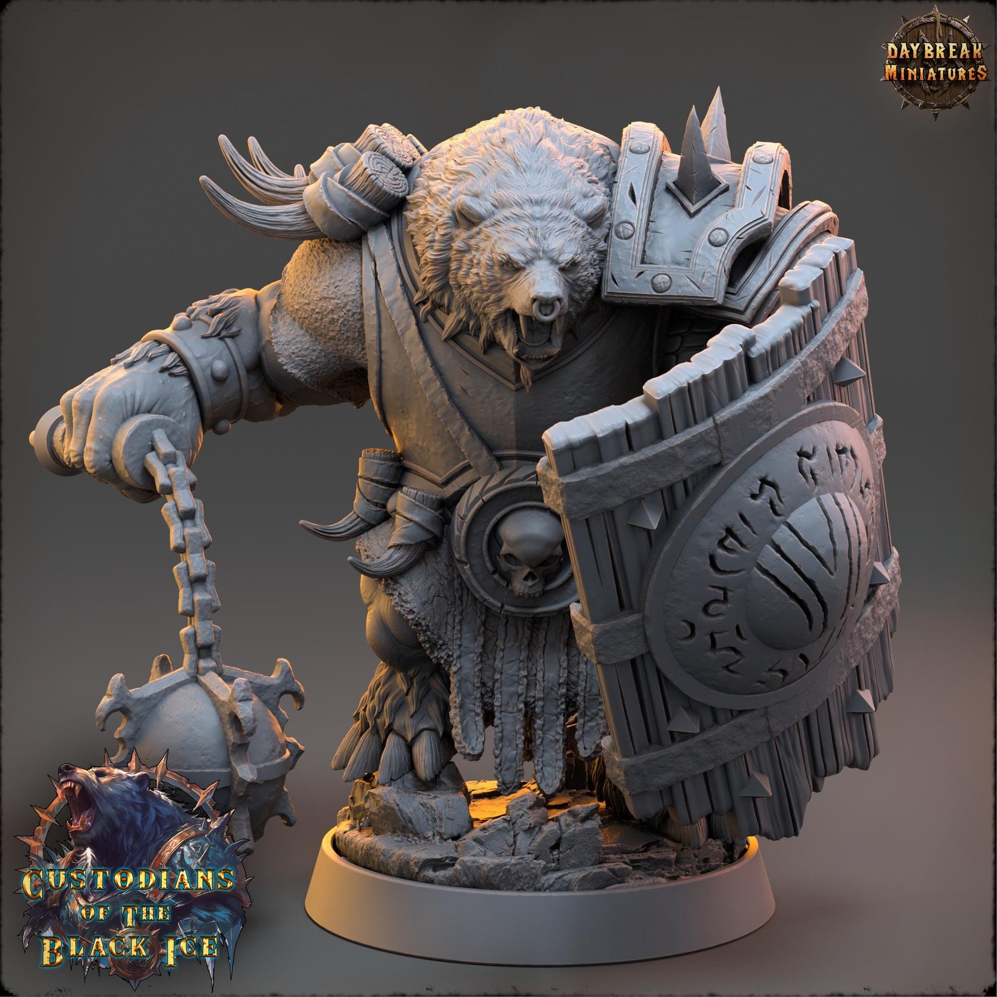 Bearfolk Fighter - Igor Masher | Daybreak Miniatures | 3D printed miniature | Tabletop Games | Dungeons and Dragons | Wargaming | D&D