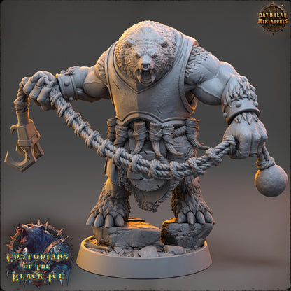 Bearfolk Fighter - Jupiter Neckrender | Daybreak Miniatures | 3D printed miniature | Tabletop Games | Dungeons and Dragons | Wargaming | D&D