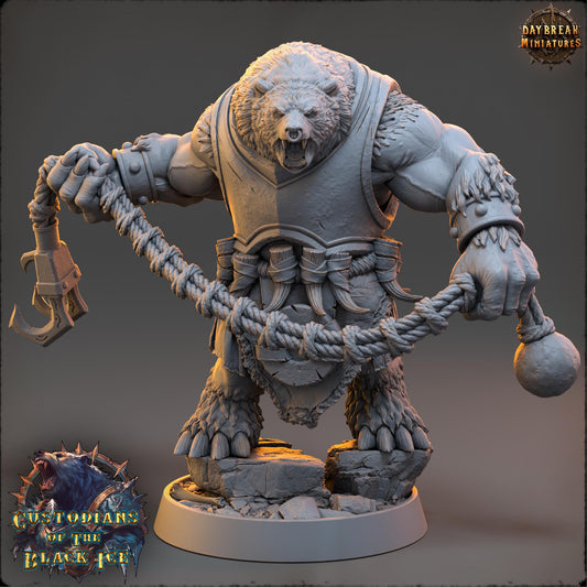 Bearfolk Fighter - Jupiter Neckrender | Daybreak Miniatures | 3D printed miniature | Tabletop Games | Dungeons and Dragons | Wargaming | D&D