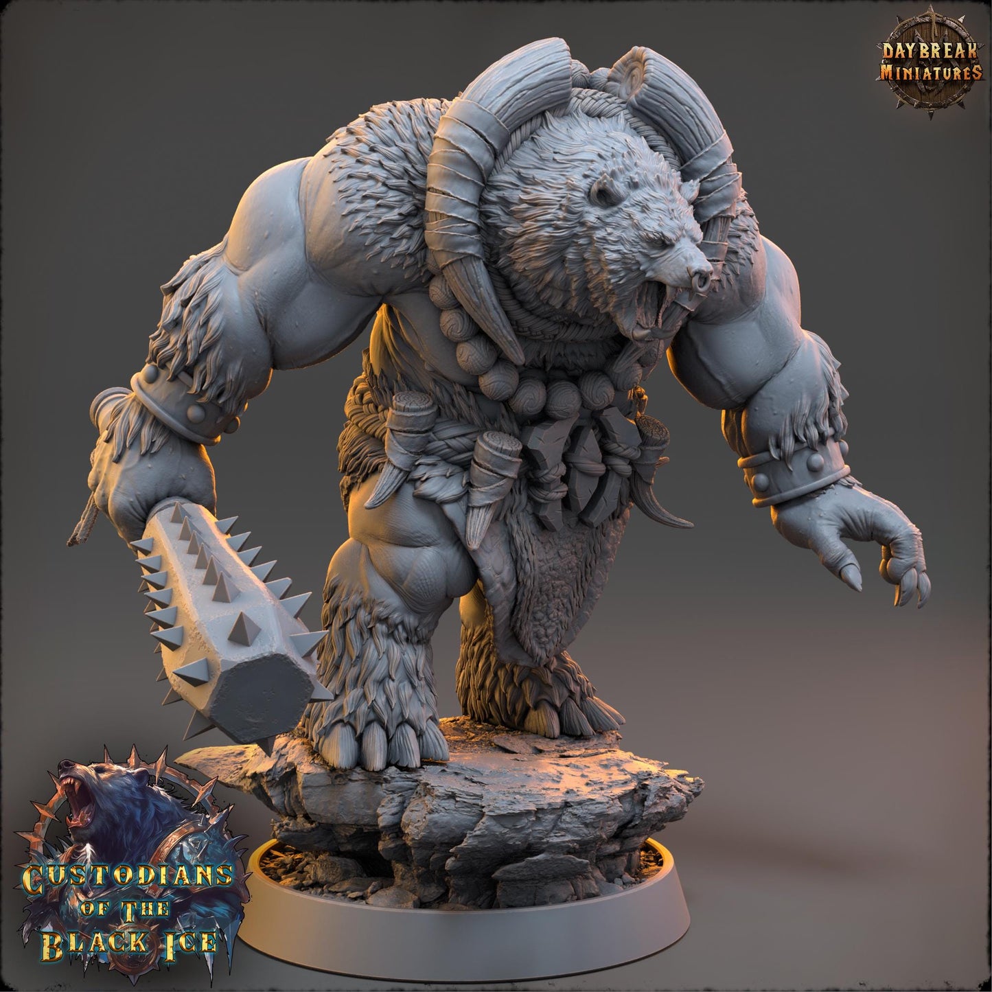 Bearfolk Fighter - Piotr Boarbloodr | Daybreak Miniatures | 3D printed miniature | Tabletop Games | Dungeons and Dragons | Wargaming | D&D