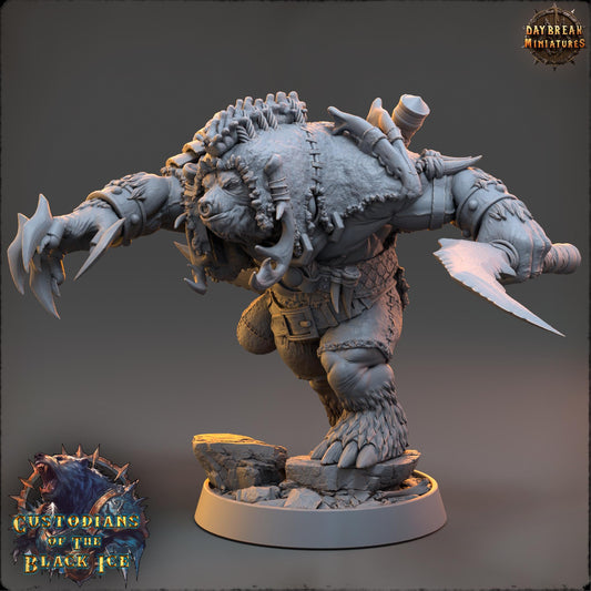 Bearfolk Fighter - Ripdac Torn | Daybreak Miniatures | 3D printed miniature | Tabletop Games | Dungeons and Dragons | Wargaming | D&D