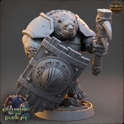 Bearfolk Warrior - Runo Spike | Daybreak Miniatures | 3D printed miniature | Tabletop Games | Dungeons and Dragons | Wargaming | D&D