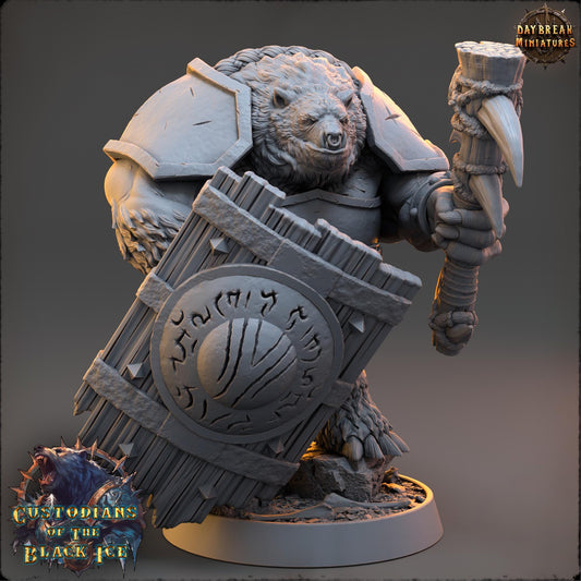Bearfolk Warrior - Runo Spike | Daybreak Miniatures | 3D printed miniature | Tabletop Games | Dungeons and Dragons | Wargaming | D&D
