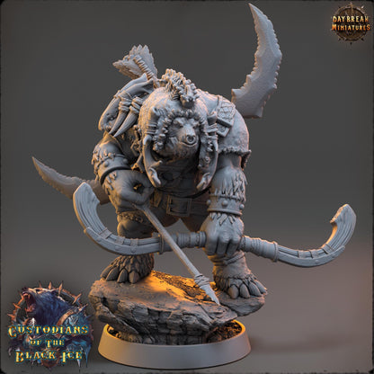 3D Printed Bearfolk Hunter Miniature: D&D Tabletop Gaming, 32mm Scale