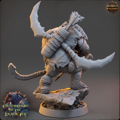 3D Printed Bearfolk Hunter Miniature: D&D Tabletop Gaming, 32mm Scale