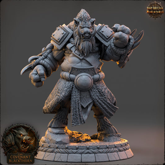 Boar Man Fighter Miniature: 32mm D&D Tabletop RPG Figure