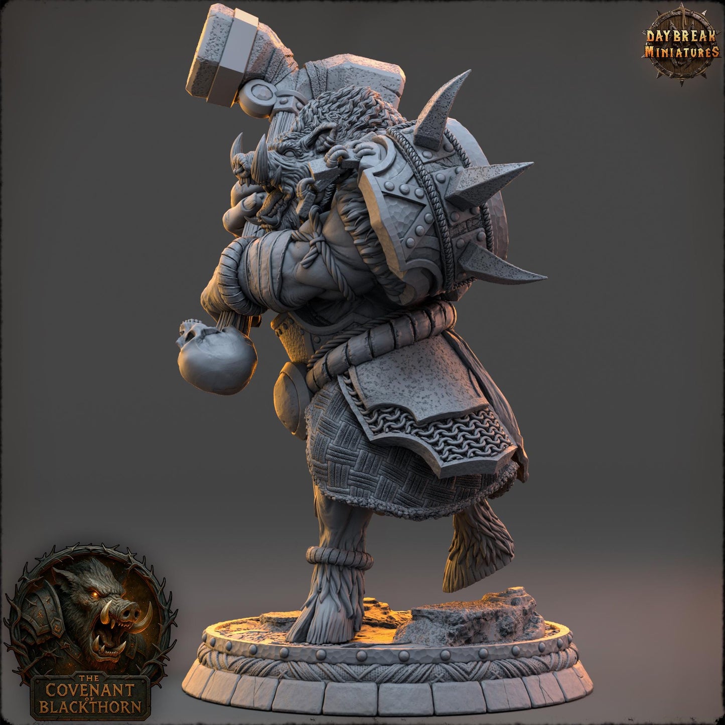 Boar Man Fighter Miniature: 3D Printed RPG Tabletop Gaming Figure