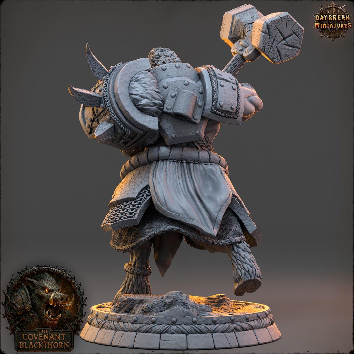 Boar Man Fighter Miniature: 3D Printed RPG Tabletop Gaming Figure