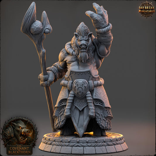 Boar Man Fighter Miniature: Mulkrid - 32mm D&D Wargaming Figure