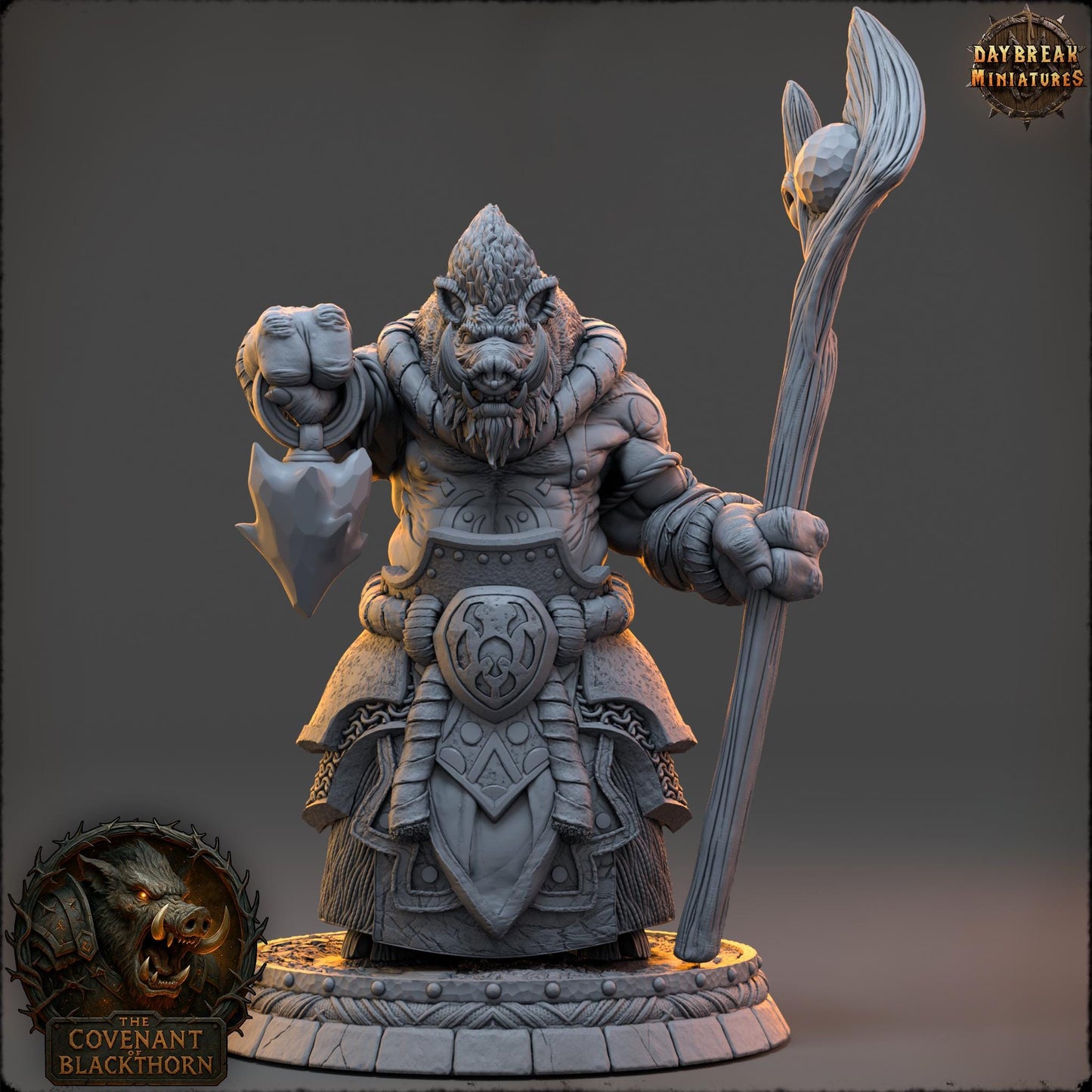 Boar Man Fighter Miniature: 3D Printed RPG Model, D&D Wargaming