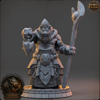 Boar Man Fighter Miniature: 3D Printed RPG Model, D&D Wargaming