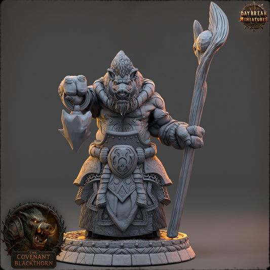 Boar Man Fighter Miniature: 3D Printed RPG Model, D&D Wargaming