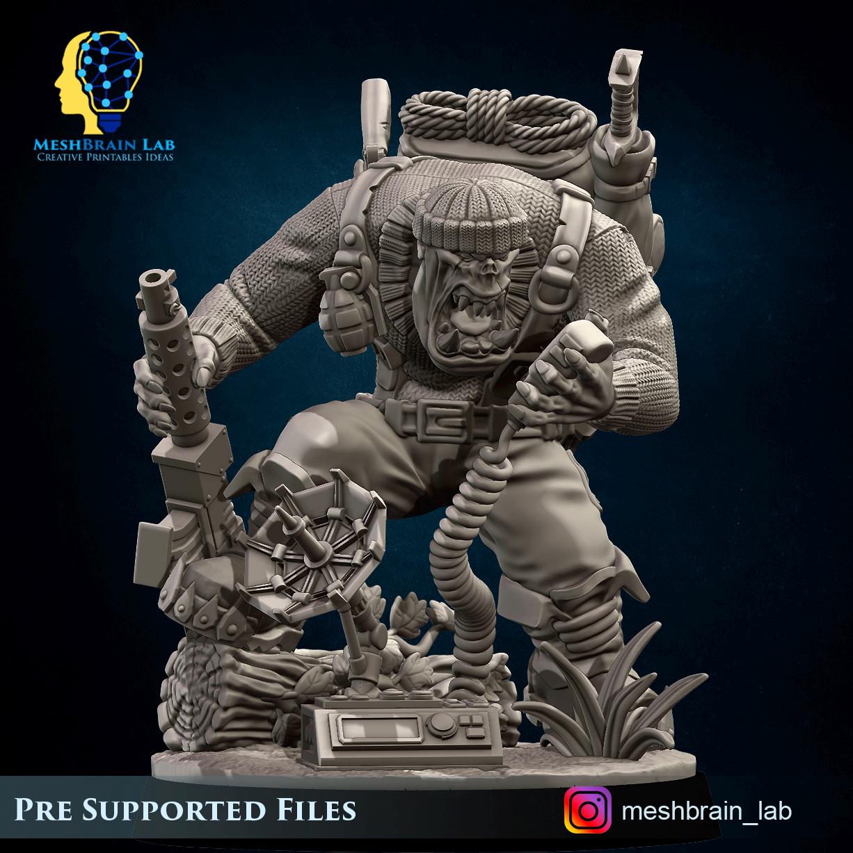 Ork Kommando Radio operator | Wargaming | Tabletop | 3D printed miniature | OPR compatible