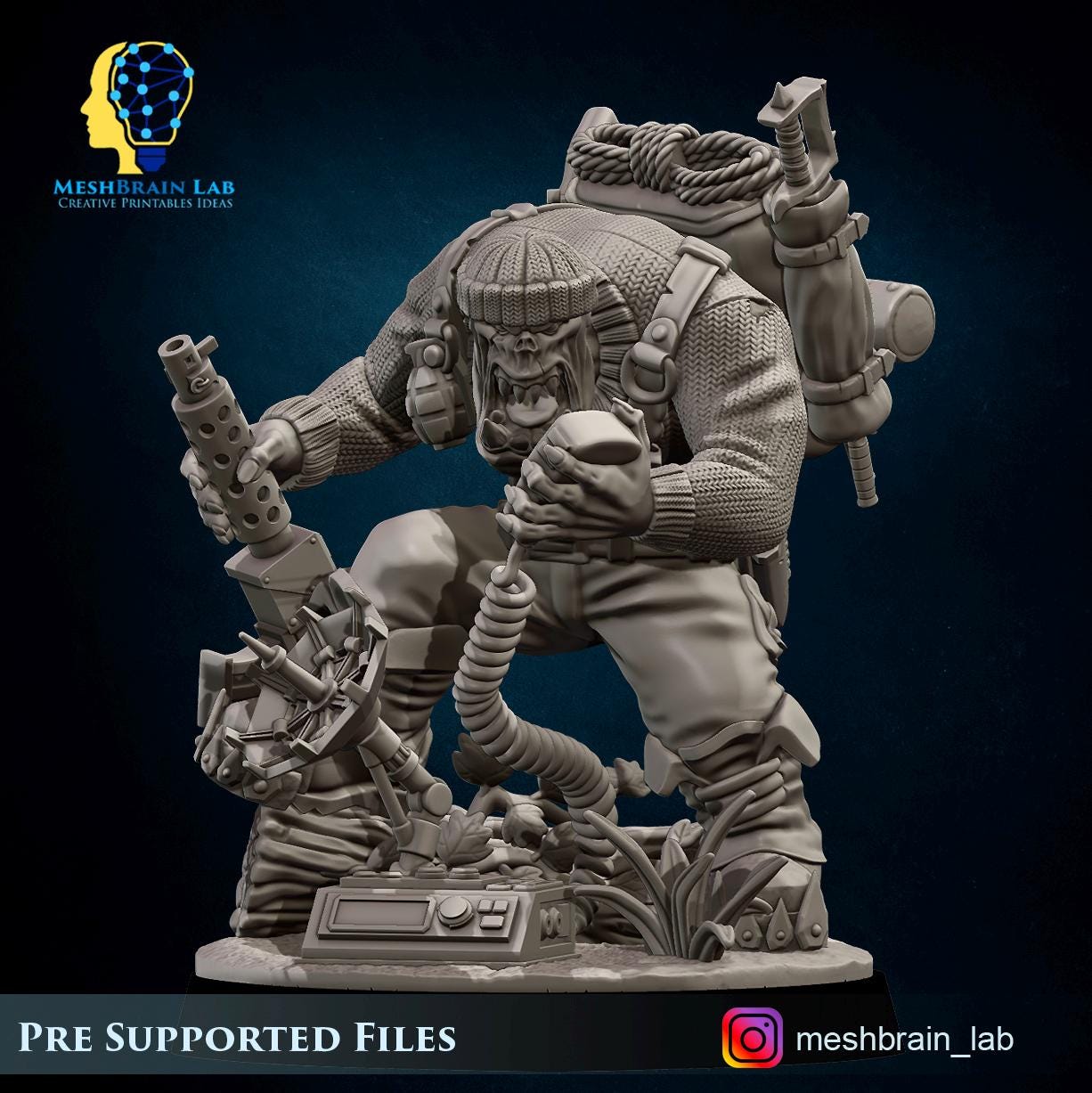 Ork Kommando Radio operator | Wargaming | Tabletop | 3D printed miniature | OPR compatible