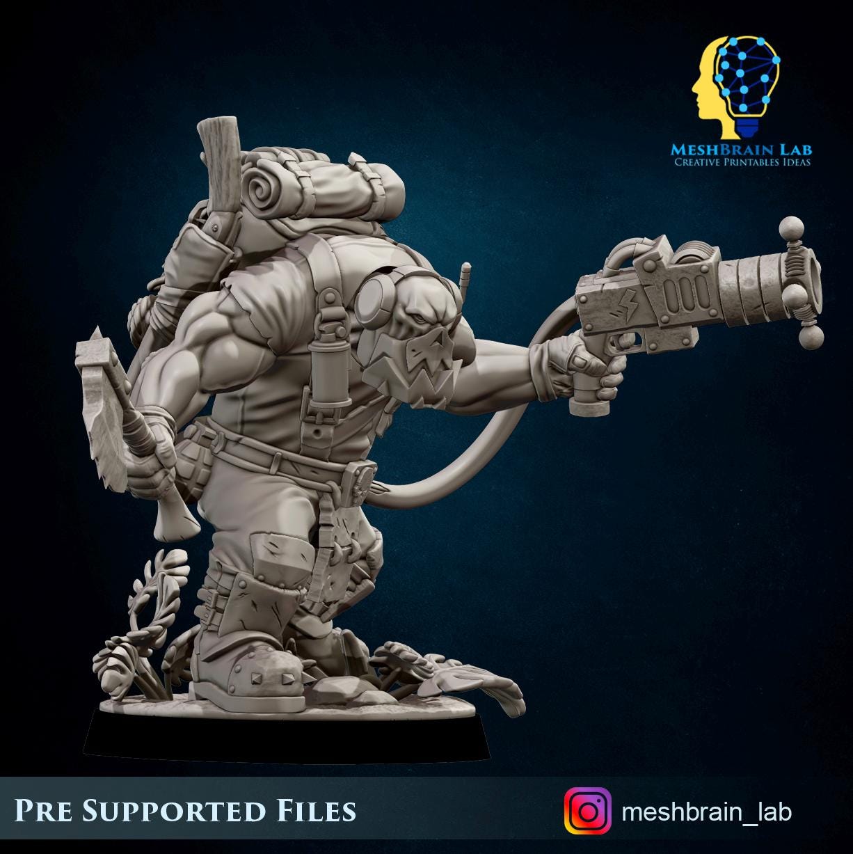 Ork Kommando with Energy Gun | Wargaming | Tabletop | 3D printed miniature | OPR compatible