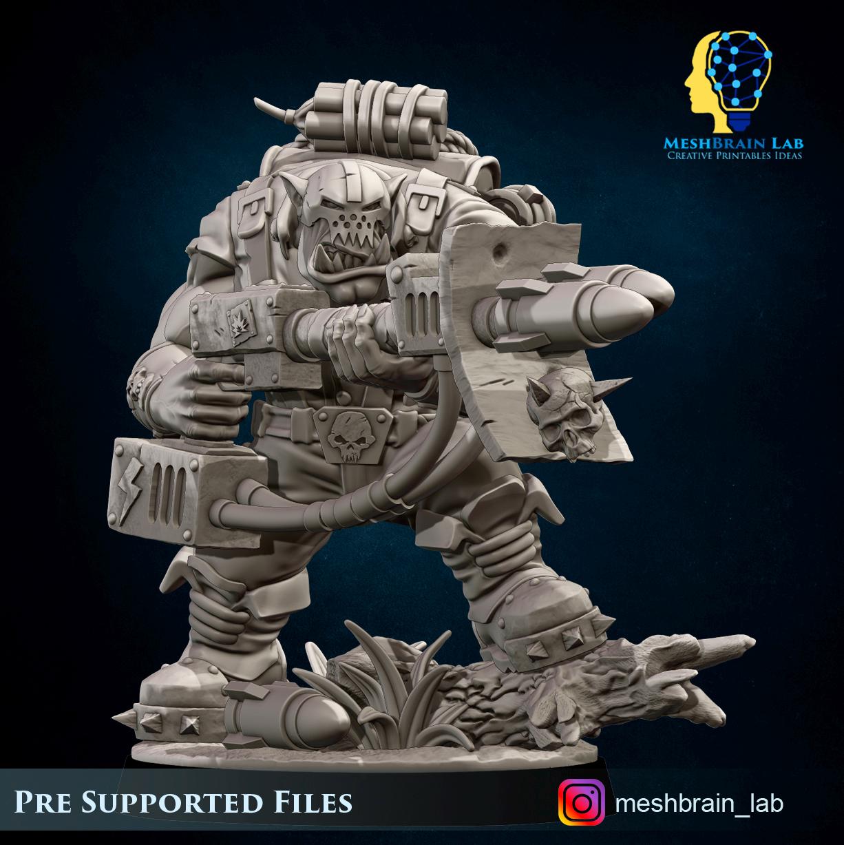 Ork Kommando with Rocket Launcher | Wargaming | Tabletop | 3D printed miniature | OPR compatible