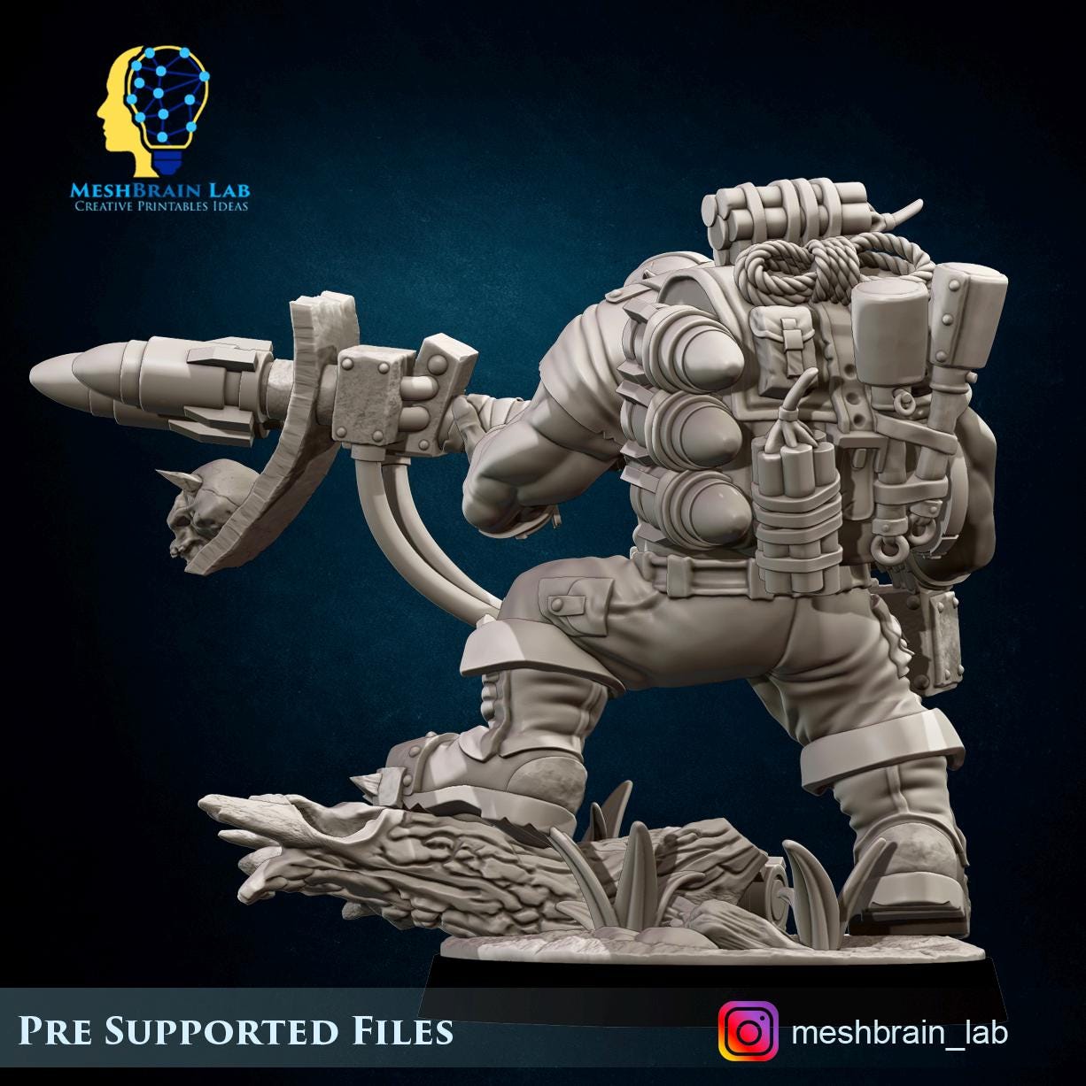 Ork Kommando with Rocket Launcher | Wargaming | Tabletop | 3D printed miniature | OPR compatible