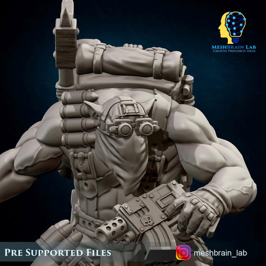 Ork kommando with smoke grenade | Wargaming | Tabletop | 3D printed miniature | OPR compatible