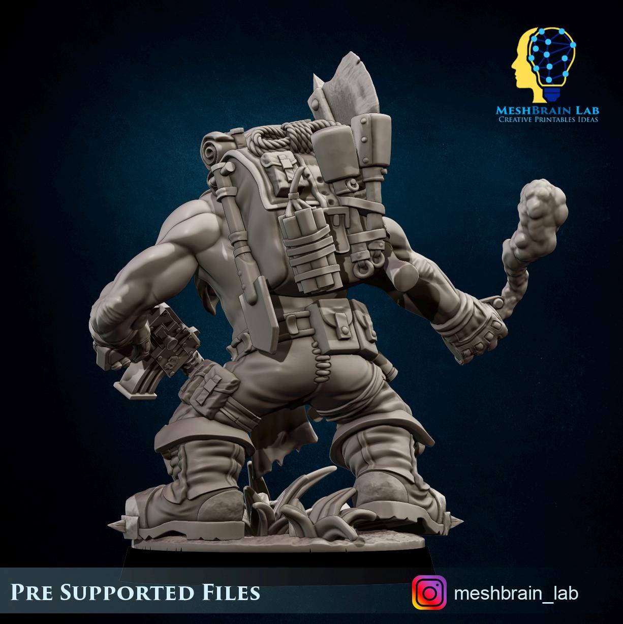 Ork kommando with smoke grenade | Wargaming | Tabletop | 3D printed miniature | OPR compatible
