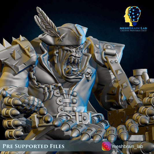 Pirate Ork with Big Bada Boom weapon nr1 | Wargaming | Tabletop | 3D printed miniature | OPR compatible