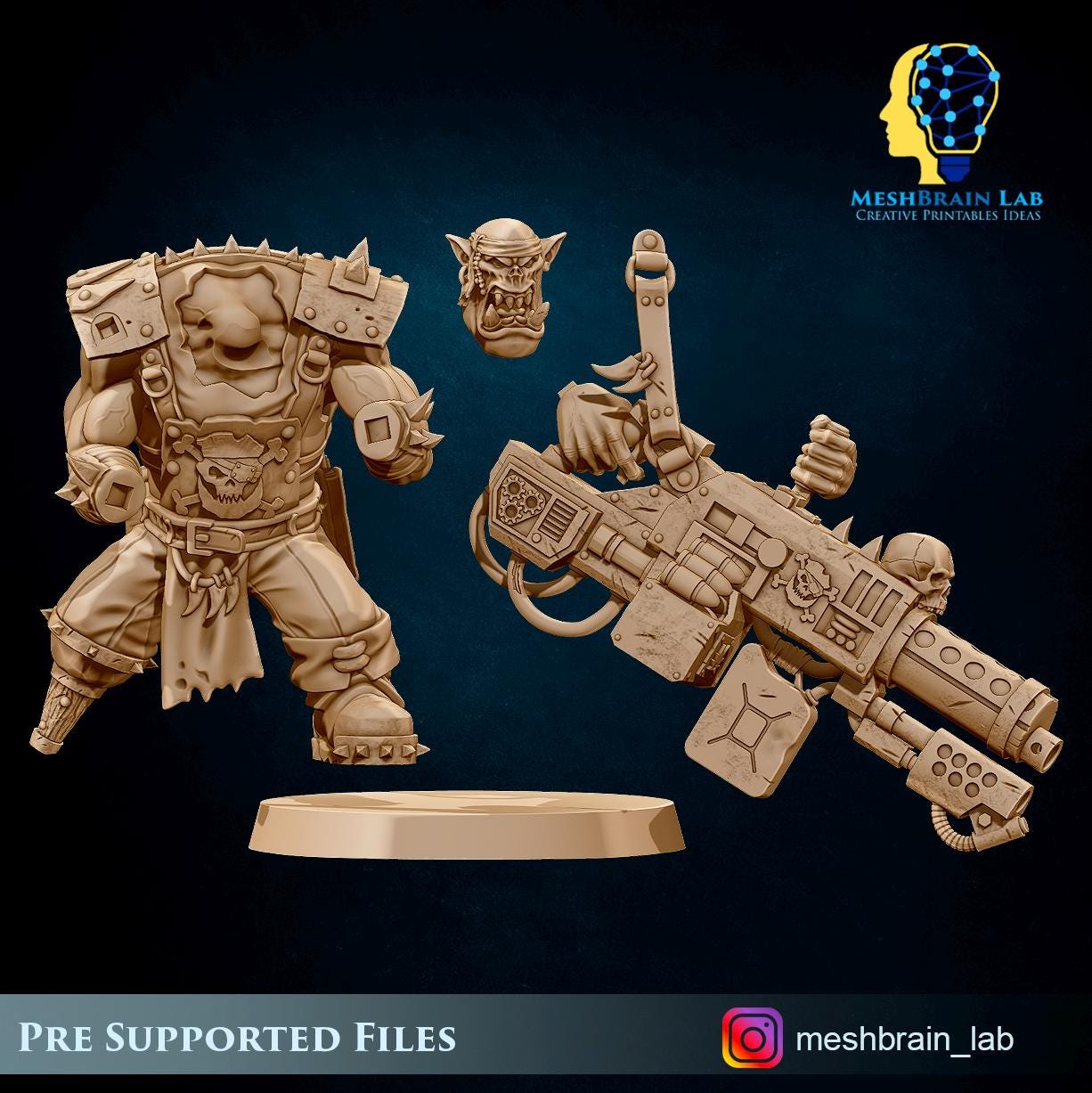 Pirate Ork with Big Bada Boom weapon nr3 | Wargaming | Tabletop | 3D printed miniature | OPR compatible