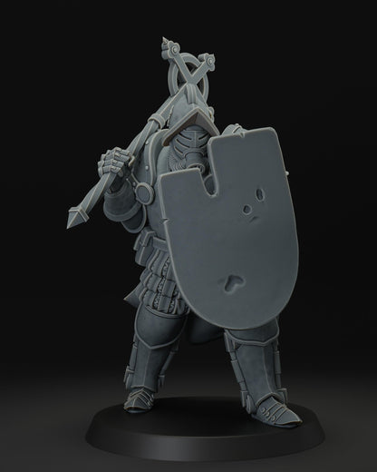 Heavy Infantry with mace and shield | JK Remo | Wargaming | Tabletop | 3D printed miniature | Trench Crusade compatible | Pilgrim