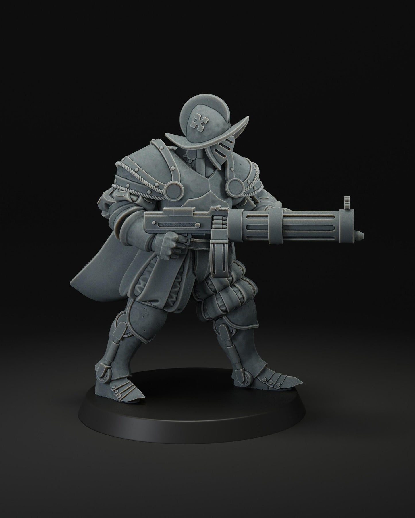 Heavy infantry with machine gun | JK Remo | Wargaming | Tabletop | 3D printed miniature | Trench Crusade compatible | Pilgrim
