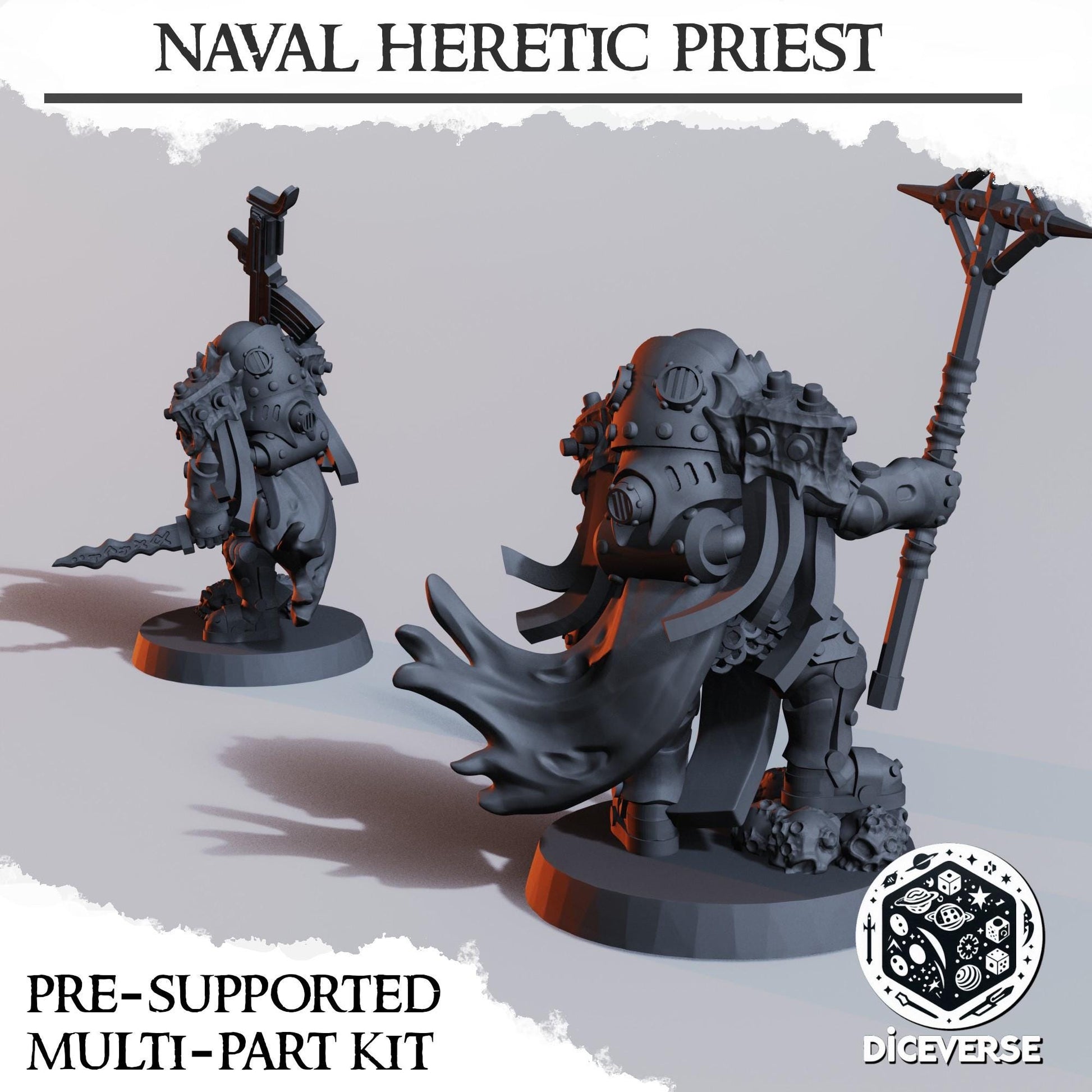 Heretic Naval Priest | Diceverse | Wargaming | Tabletop | 3D printed miniature | Trench Crusade compatible | Pilgrim