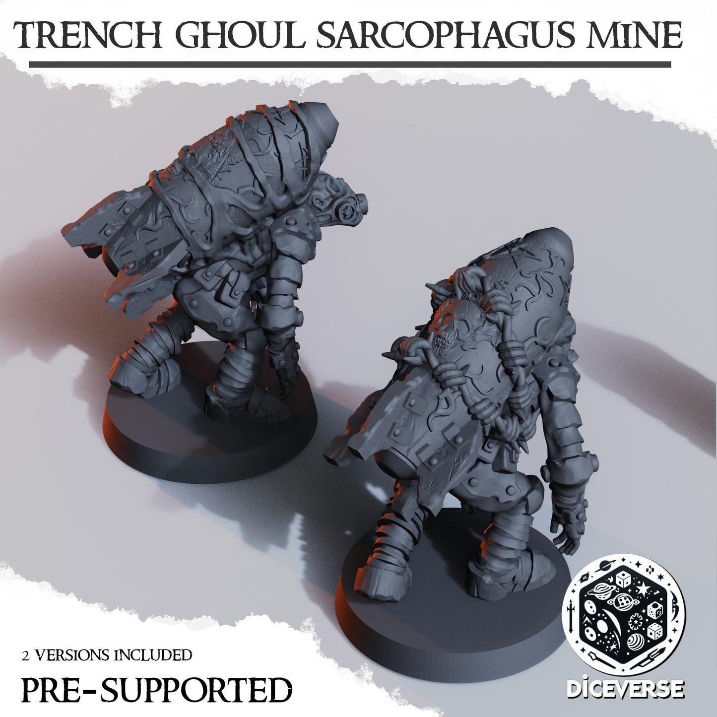 Trench Ghoul Sarcophagus Mine | Diceverse | Wargaming | Tabletop | 3D printed miniature | Trench Crusade compatible | Pilgrim