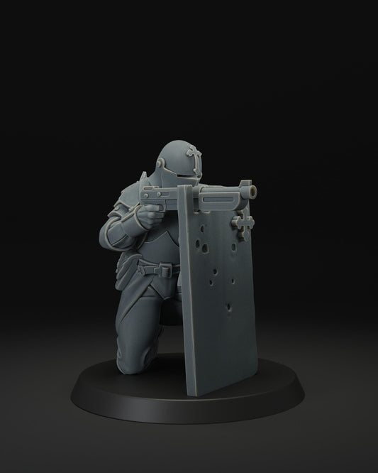 Shock Trooper With shield | JK Remo | Wargaming | Tabletop | 3D printed miniature | Trench Crusade compatible | Pilgrim
