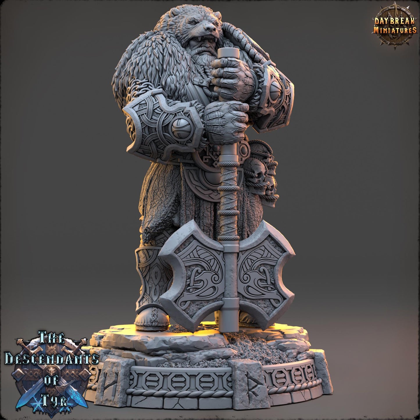 Human Figther - Alaric “Black Bear” Cranash | Daybreak Miniatures | 3D printed | Tabletop | Dungeons and Dragons | Wargaming | D&D