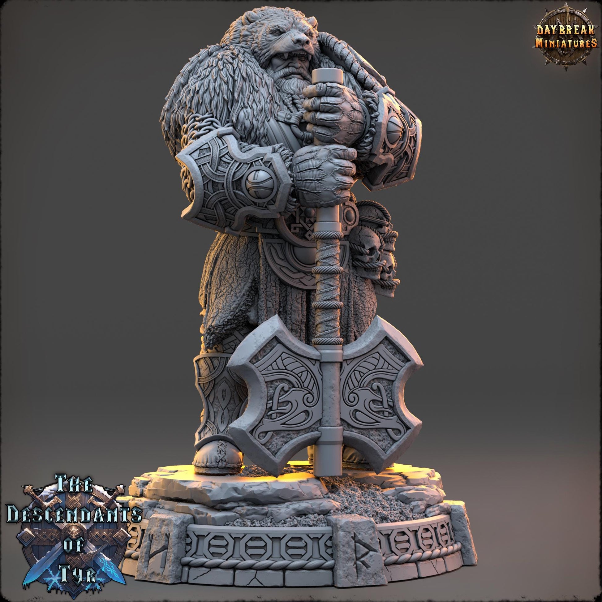 Human Figther - Alaric “Black Bear” Cranash | Daybreak Miniatures | 3D printed | Tabletop | Dungeons and Dragons | Wargaming | D&D
