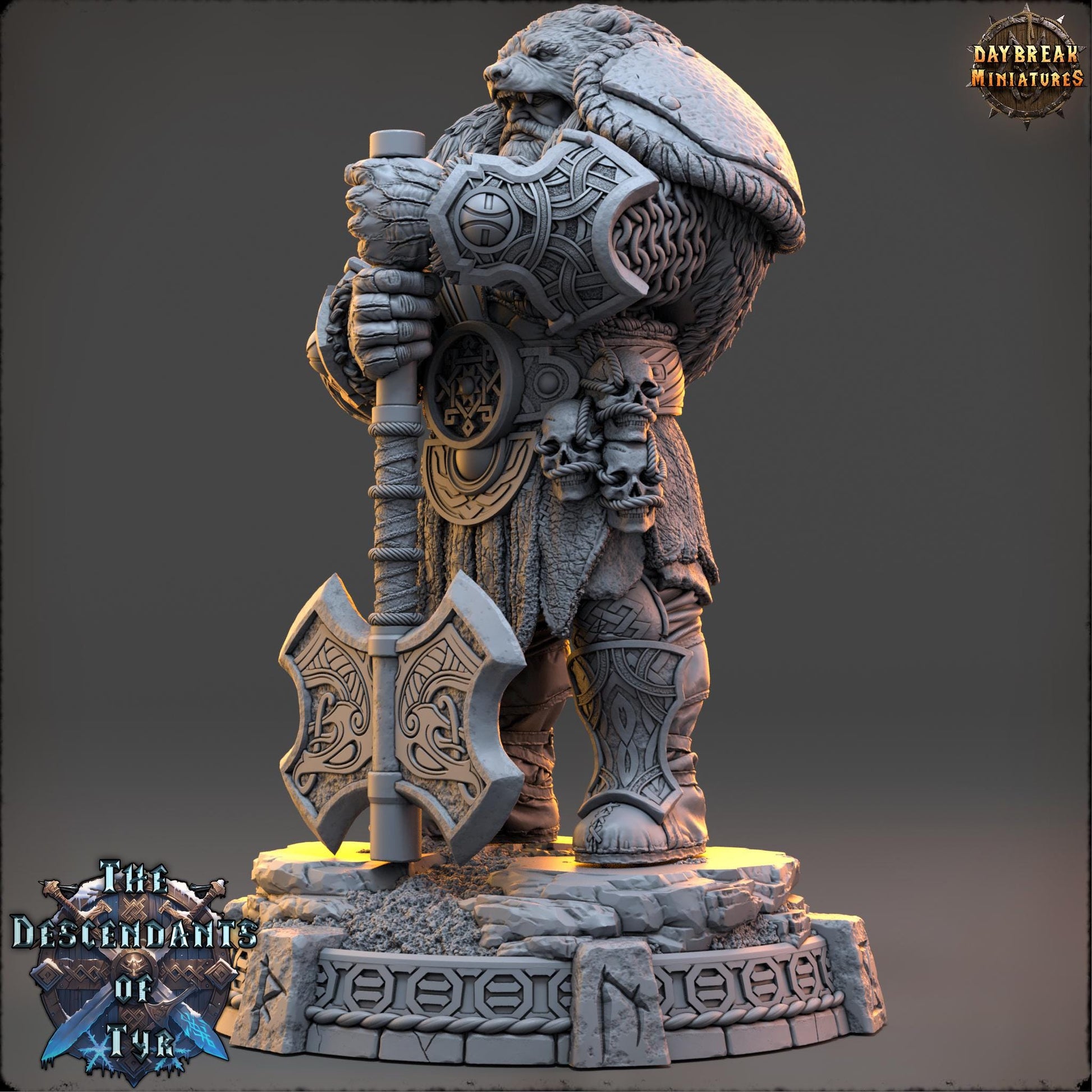 Human Figther - Alaric “Black Bear” Cranash | Daybreak Miniatures | 3D printed | Tabletop | Dungeons and Dragons | Wargaming | D&D