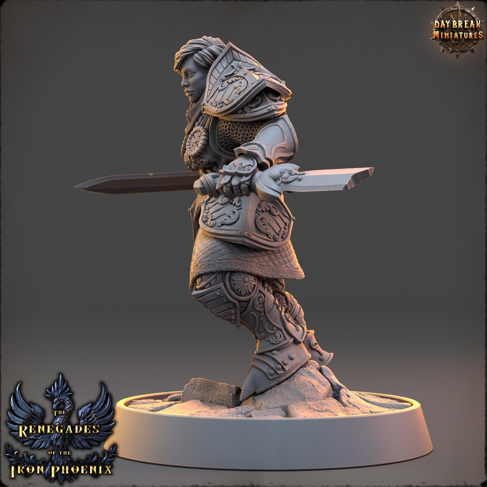 Human Figther - Clémence de Épée Brisée| Daybreak Miniatures | 3D printed | Tabletop | Dungeons and Dragons | Wargaming | D&D