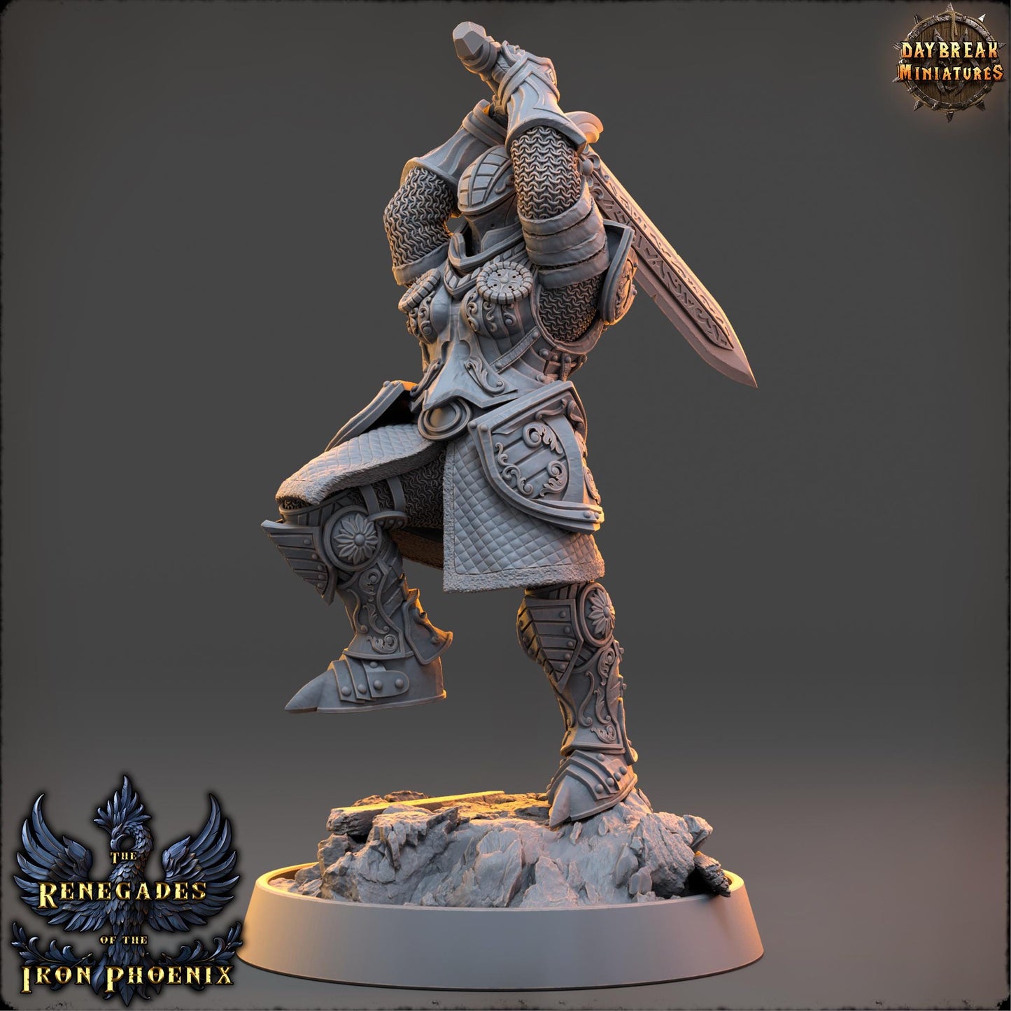 Human Figther - Ghislaine du Faucon Noir | Daybreak Miniatures | 3D printed | Tabletop | Dungeons and Dragons | Wargaming | D&D