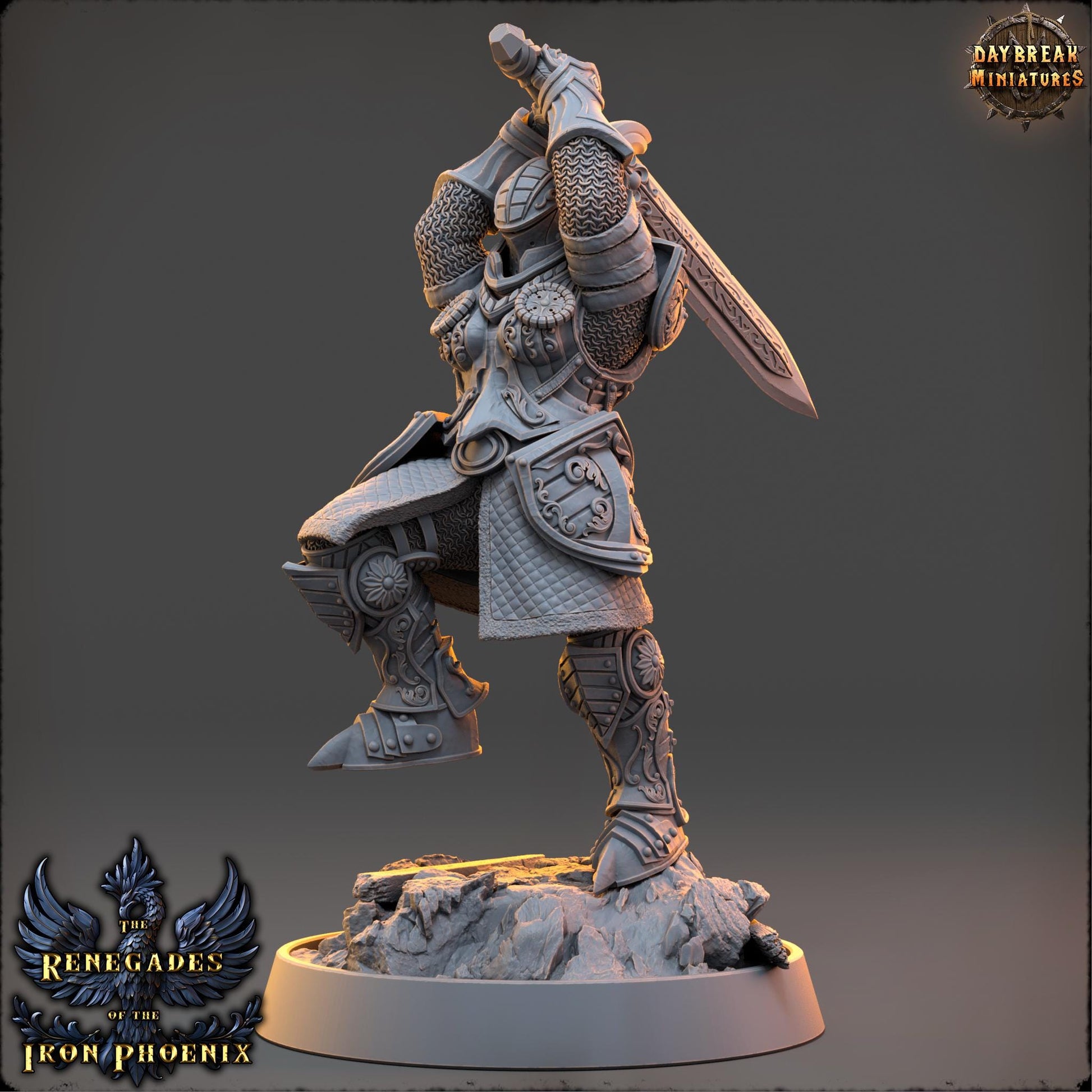 Human Figther - Ghislaine du Faucon Noir | Daybreak Miniatures | 3D printed | Tabletop | Dungeons and Dragons | Wargaming | D&D