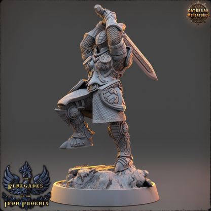 Human Figther - Ghislaine du Faucon Noir | Daybreak Miniatures | 3D printed | Tabletop | Dungeons and Dragons | Wargaming | D&D