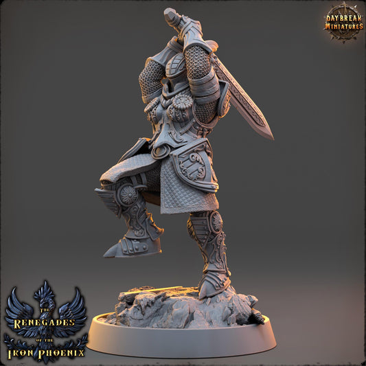 Human Figther - Ghislaine du Faucon Noir | Daybreak Miniatures | 3D printed | Tabletop | Dungeons and Dragons | Wargaming | D&D