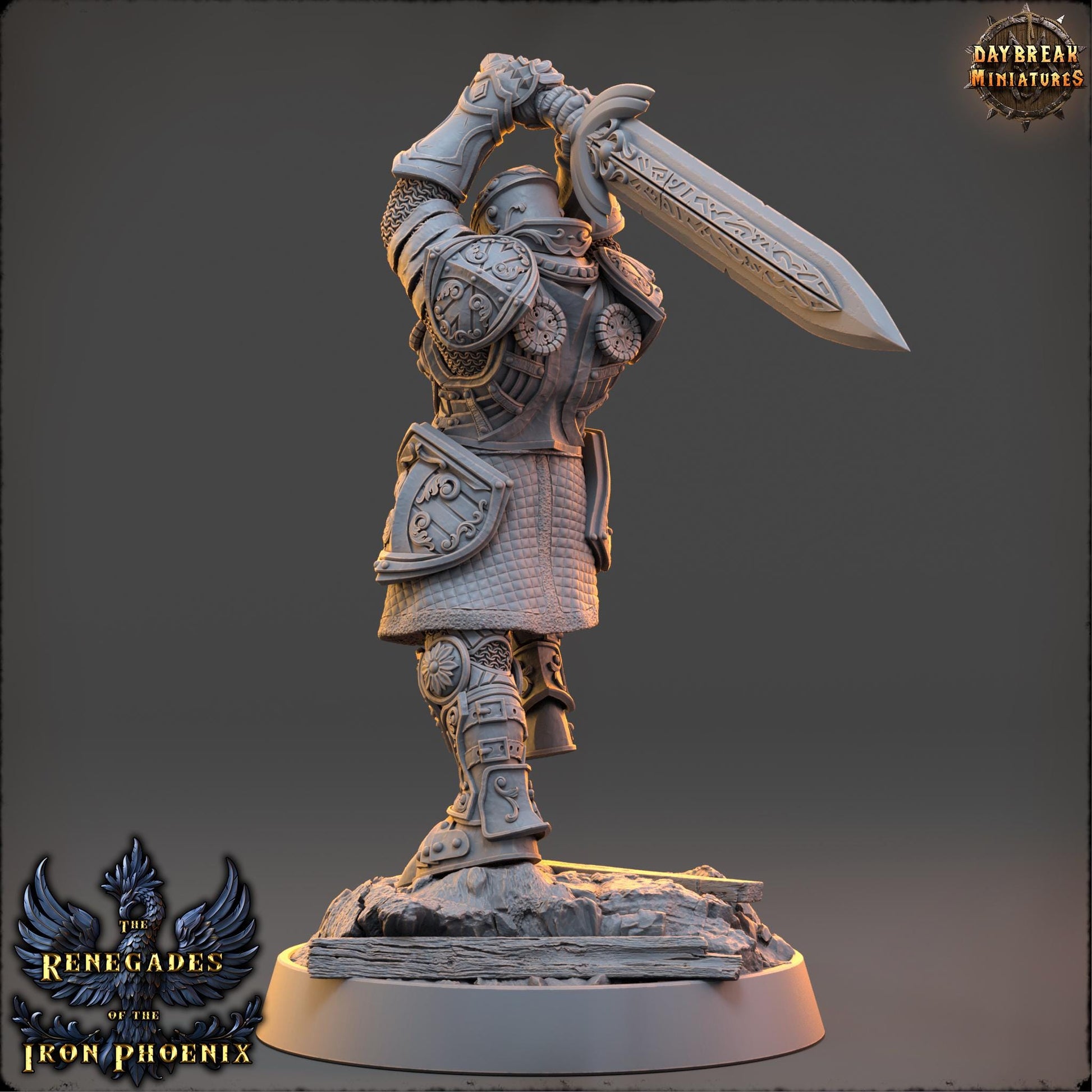 Human Figther - Ghislaine du Faucon Noir | Daybreak Miniatures | 3D printed | Tabletop | Dungeons and Dragons | Wargaming | D&D