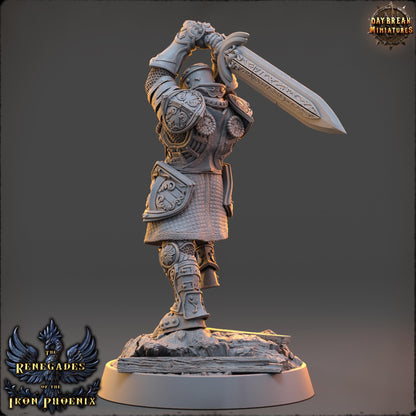 Human Figther - Ghislaine du Faucon Noir | Daybreak Miniatures | 3D printed | Tabletop | Dungeons and Dragons | Wargaming | D&D