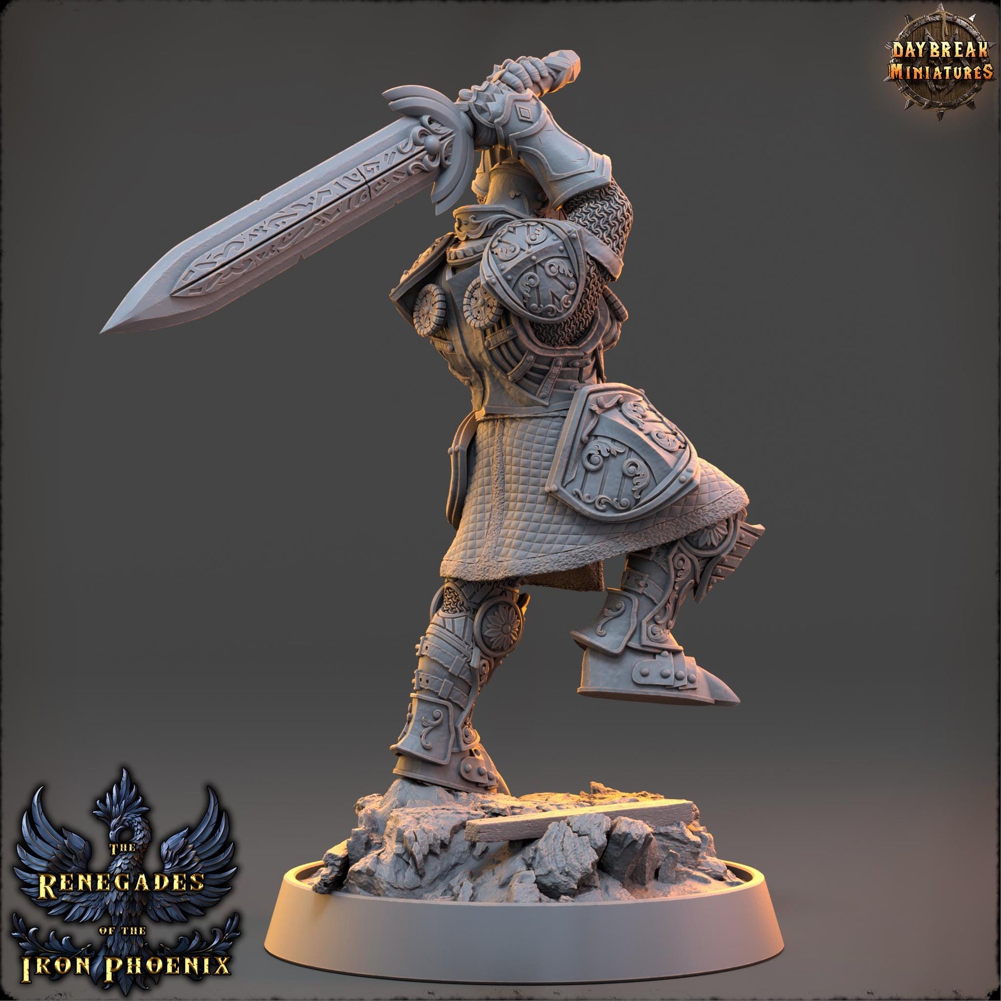 Human Figther - Ghislaine du Faucon Noir | Daybreak Miniatures | 3D printed | Tabletop | Dungeons and Dragons | Wargaming | D&D