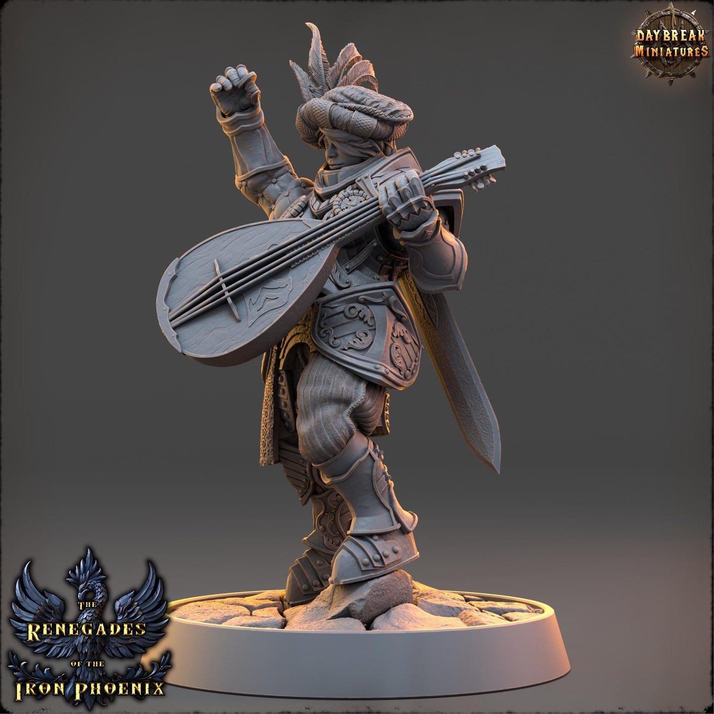 Human Bard - Heloise de la Lune Argentée | Daybreak Miniatures | 3D printed | Tabletop | Dungeons and Dragons | Wargaming | D&D