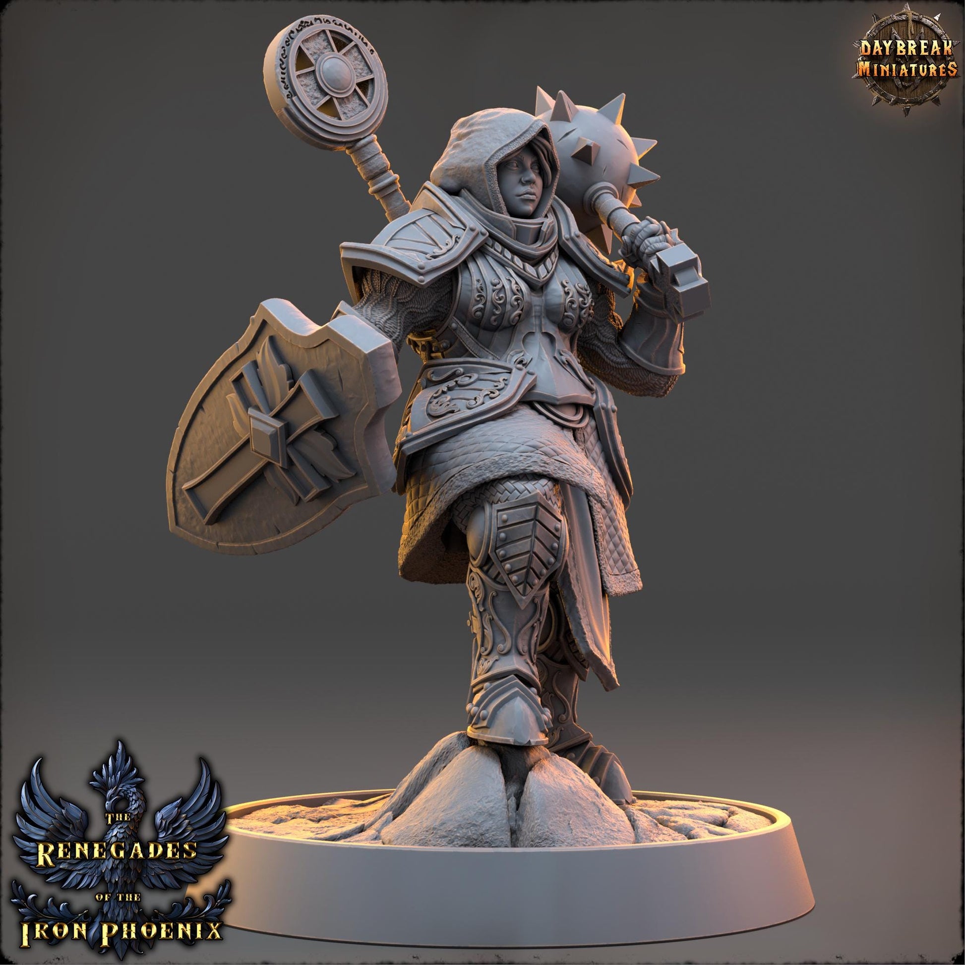 Human Cleric - Odile de la Flamme Verte | Daybreak Miniatures | 3D printed | Tabletop | Dungeons and Dragons | Wargaming | D&D