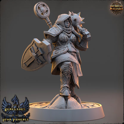 Human Cleric - Odile de la Flamme Verte | Daybreak Miniatures | 3D printed | Tabletop | Dungeons and Dragons | Wargaming | D&D