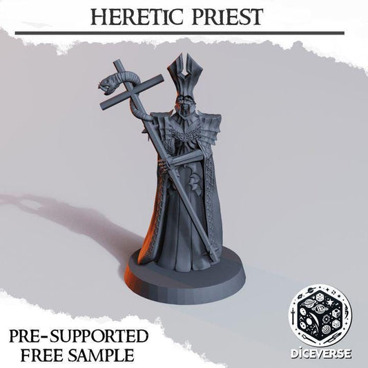 Heretic Priest | Diceverse | Wargaming | Tabletop | 3D printed miniature | Trench Crusade compatible | Pilgrim