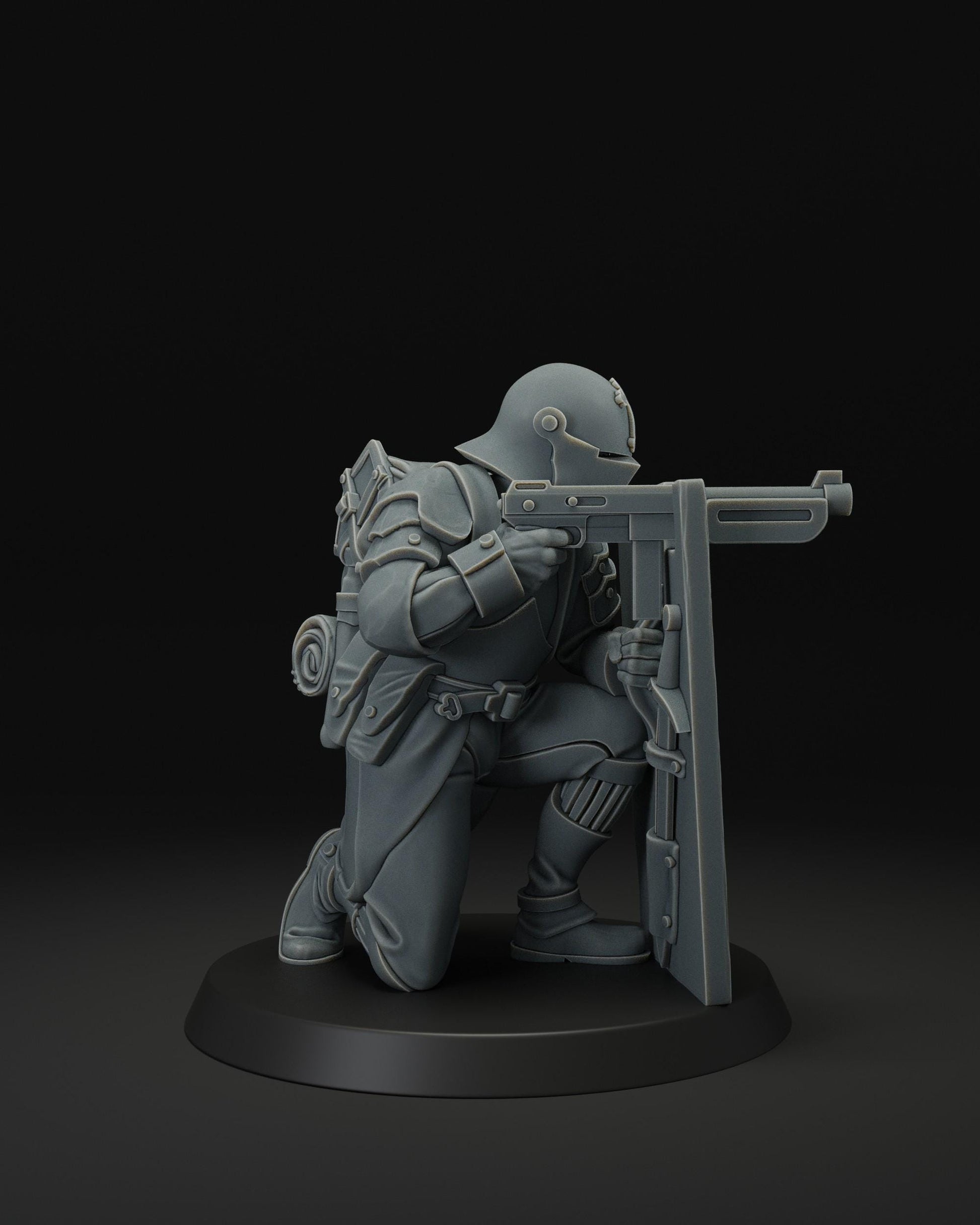 Shock Trooper With shield | JK Remo | Wargaming | Tabletop | 3D printed miniature | Trench Crusade compatible | Pilgrim
